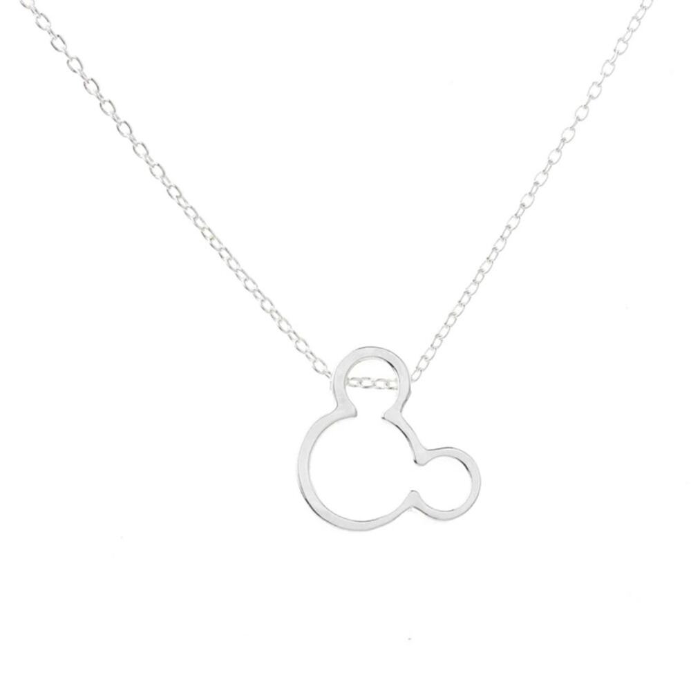 Disney Mickey Mouse Ears Outline Necklace Sterling Silver Plated Necklace